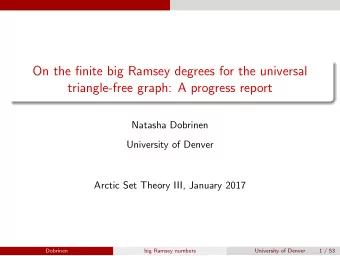 On the finite big Ramsey degrees for the universal  triangle-free graph: A progress report  Natasha