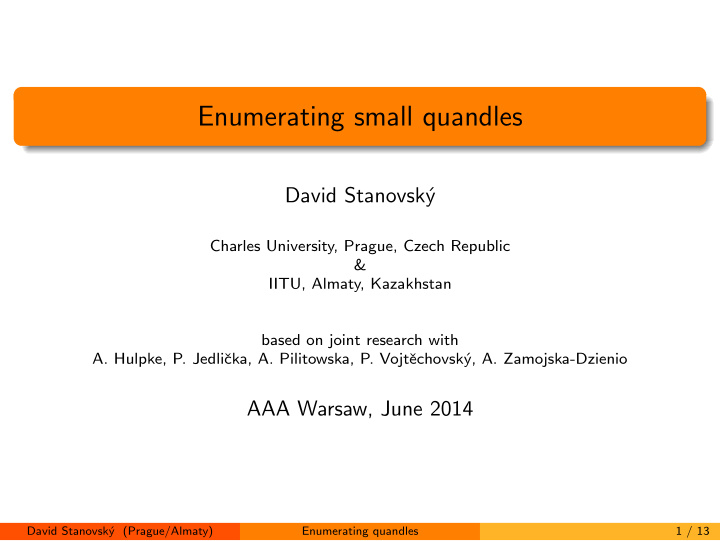 enumerating small quandles