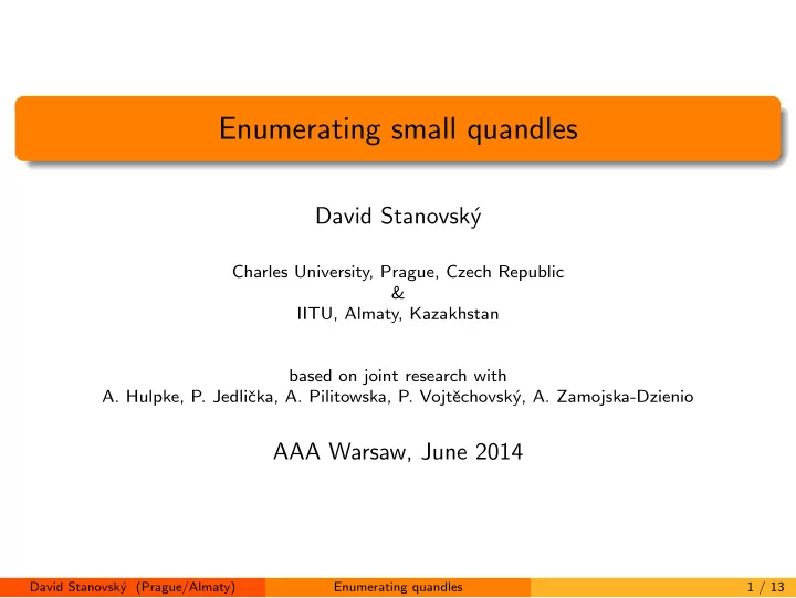enumerating small quandles