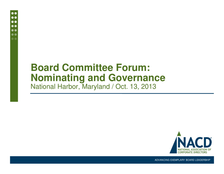 board committee forum nominating and governance