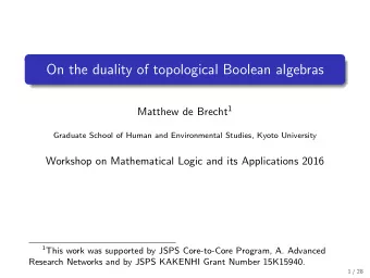 On the duality of topological Boolean algebras Matthew de Brecht 1  Graduate School of Human and