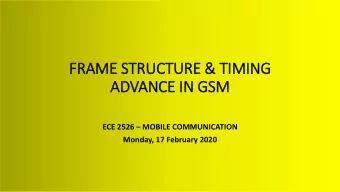 ADVANCE IN  IN GSM ECE 2526  MOBILE COMMUNICATION  Monday, 17 February 2020  RECALL - NUMBER OF