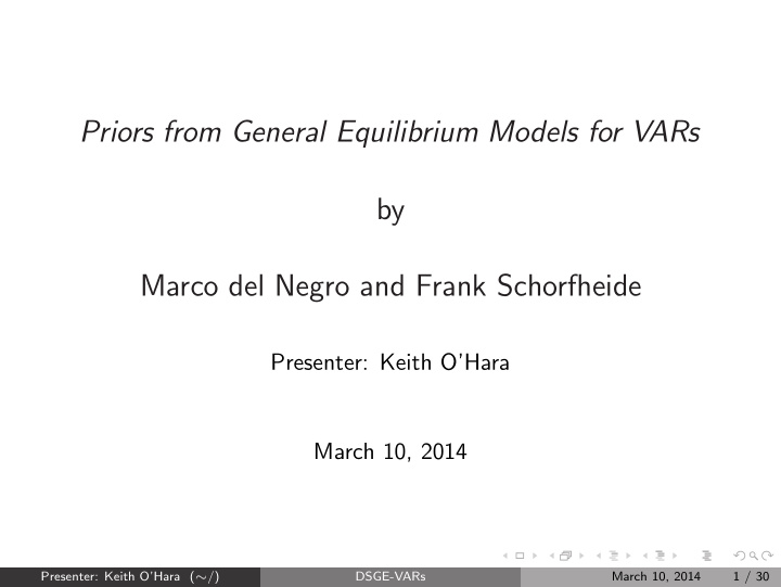 priors from general equilibrium models for vars by marco