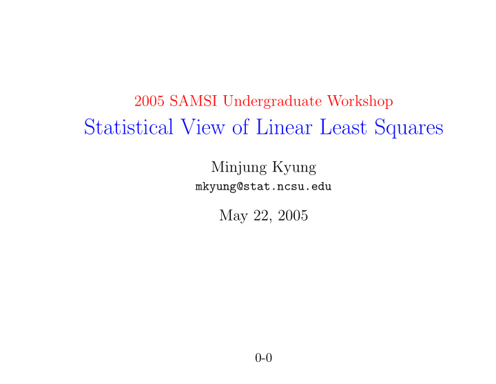 statistical view of linear least squares