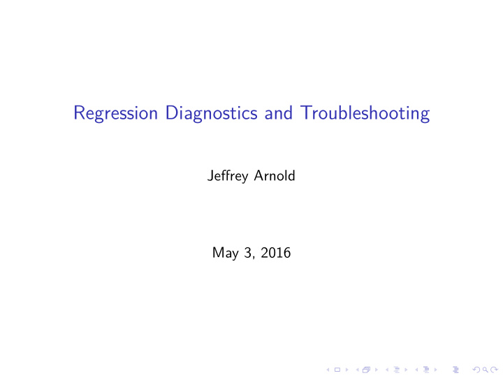 regression diagnostics and troubleshooting