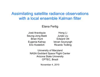 Elana Fertig Jos Aravquia Hong Li Seung-Jong Baek Junjie Liu Brian Hunt Edward Ott Eugenia