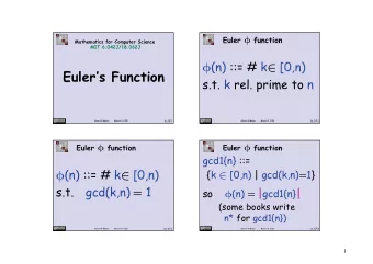 Eulers Function  s.t. k rel. prime to n  Albert R Meyer  March 9, 2012  lec 5F.1  Albert R Meyer