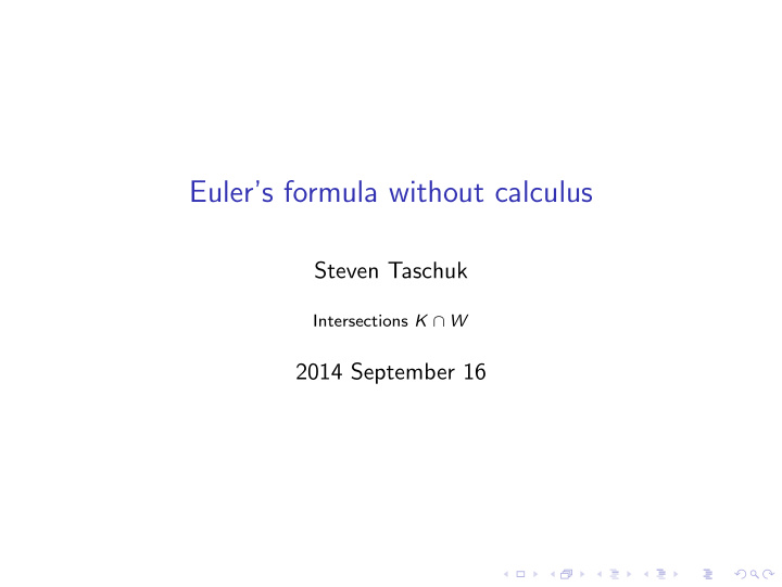 euler s formula without calculus