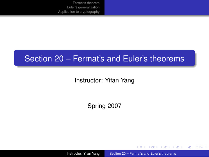 section 20 fermat s and euler s theorems