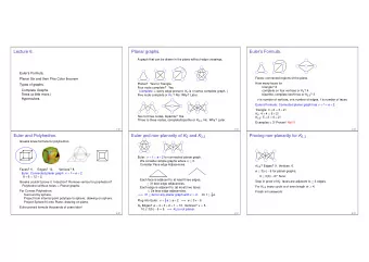 Lecture 6.  Planar graphs.  Eulers Formula.  A graph that can be drawn in the plane without edge