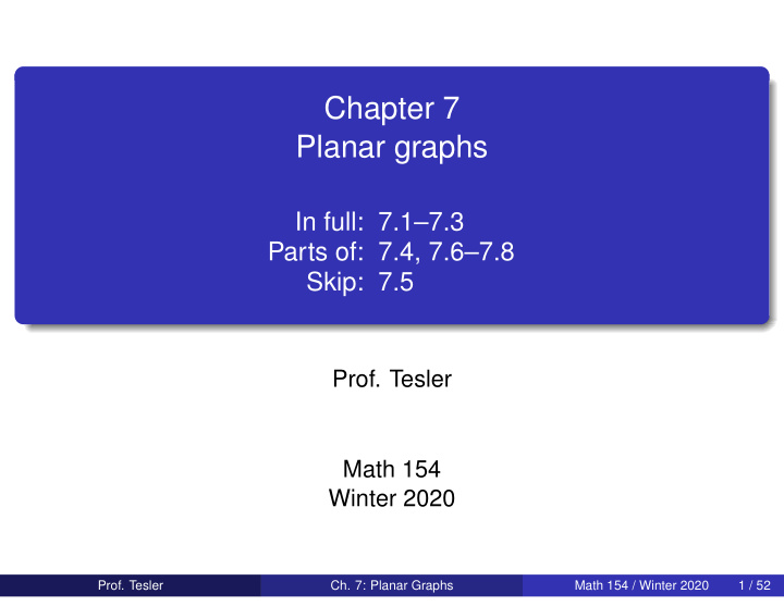 chapter 7 planar graphs