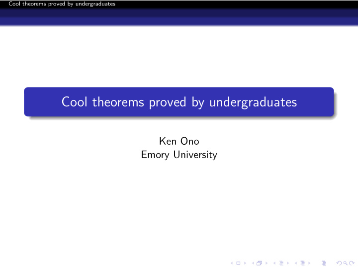 cool theorems proved by undergraduates
