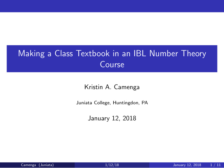 making a class textbook in an ibl number theory course