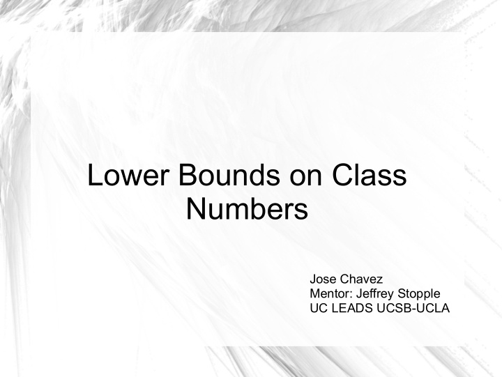 lower bounds on class numbers