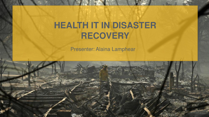 health it in disaster recovery