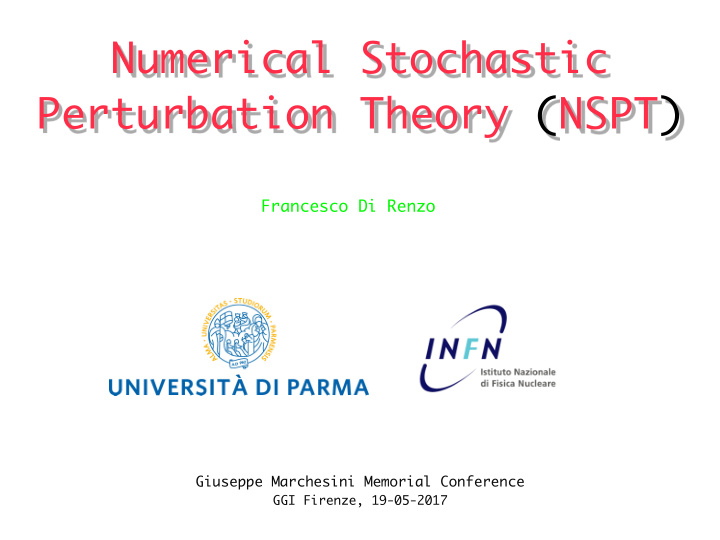numerical stochastic perturbation theory nspt