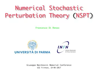 Numerical Stochastic  Perturbation Theory (NSPT)  Francesco Di Renzo  Giuseppe Marchesini Memorial