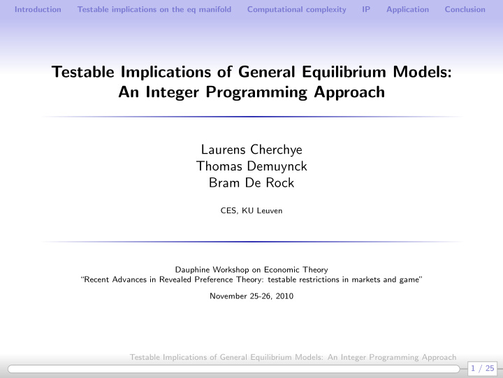 testable implications of general equilibrium models an
