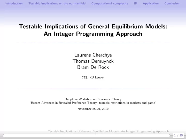 testable implications of general equilibrium models an
