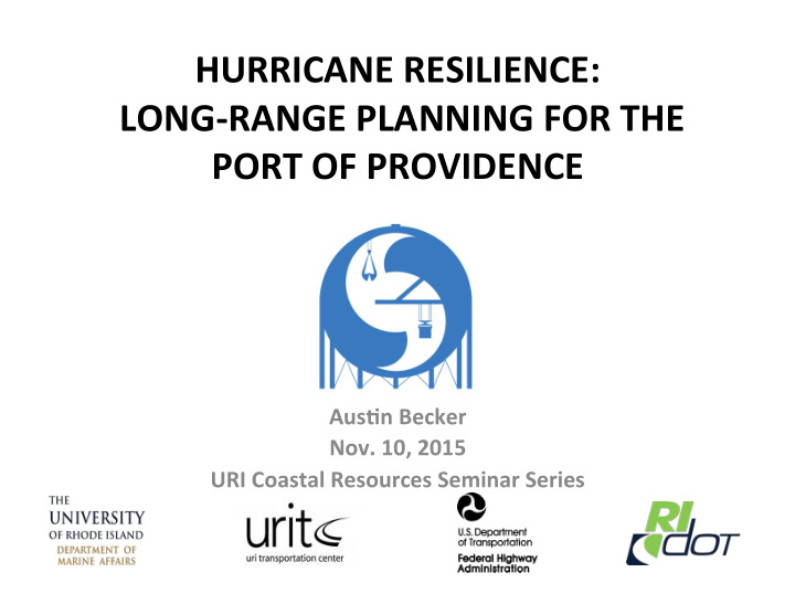 hurricane resilience long range planning for the port of