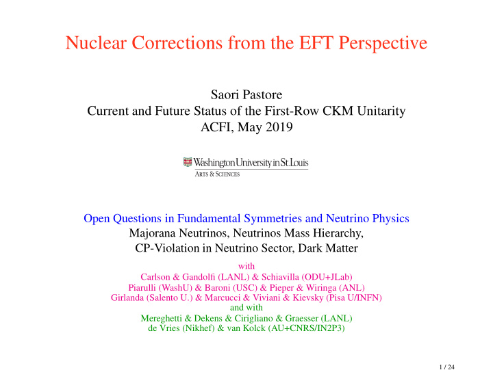 nuclear corrections from the eft perspective