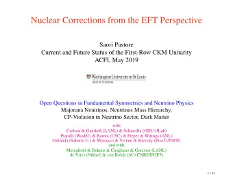 Nuclear Corrections from the EFT Perspective  Saori Pastore  Current and Future Status of the