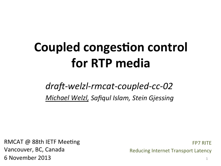 coupled conges on control for rtp media