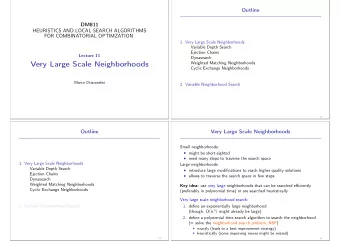 Very Large Scale Neighborhoods  Weighted Matching Neighborhoods  Cyclic Exchange Neighborhoods