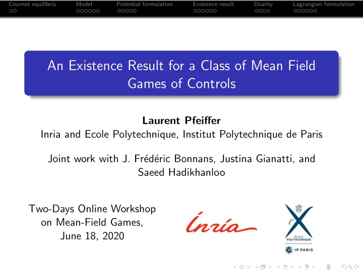 an existence result for a class of mean field games of