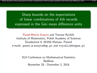 Sharp bounds on the expectations of linear combinations of k th records  expressed in the Gini mean