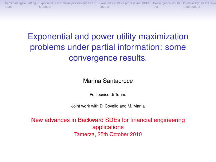 exponential and power utility maximization problems under