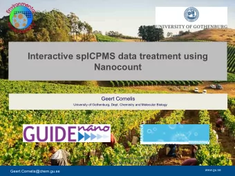 Nanocount  Geert Cornelis  University of Gothenburg, Dept. Chemistry and Molecular Biology