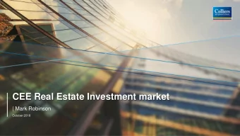 CEE Real Estate Investment market  | Mark Robinson  October 2018 CEE- 6 flows ascending the peak: