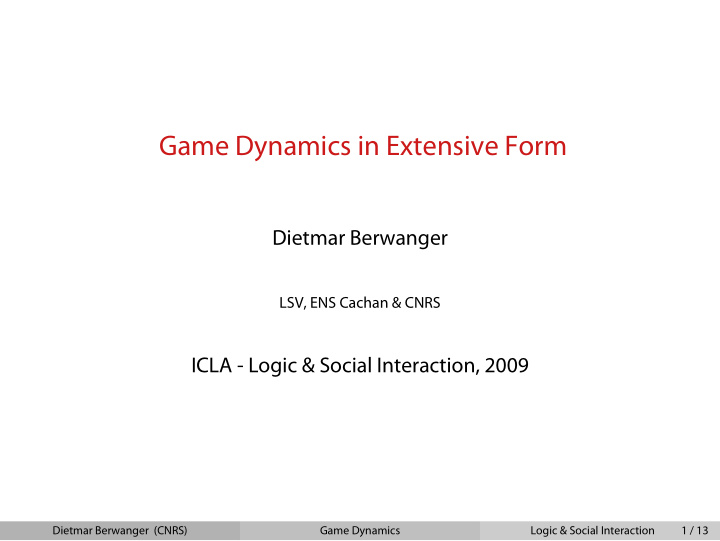 game dynamics in extensive form