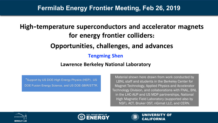 high temperature superconductors and accelerator magnets