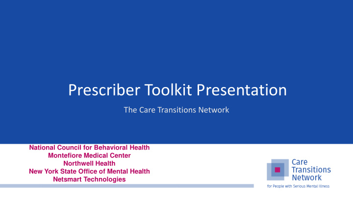 prescriber toolkit presentation