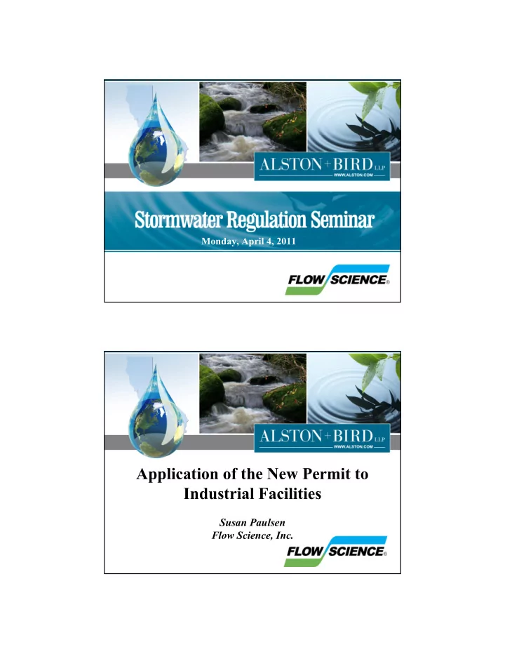 application of the new permit to industrial facilities