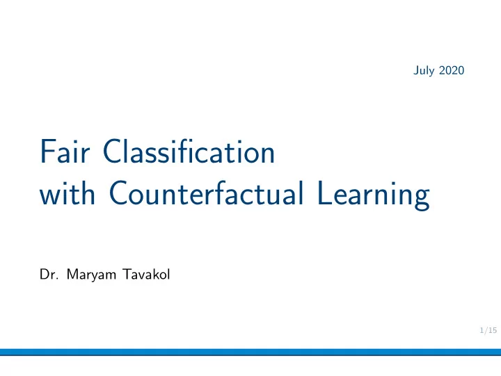 fair classification with counterfactual learning