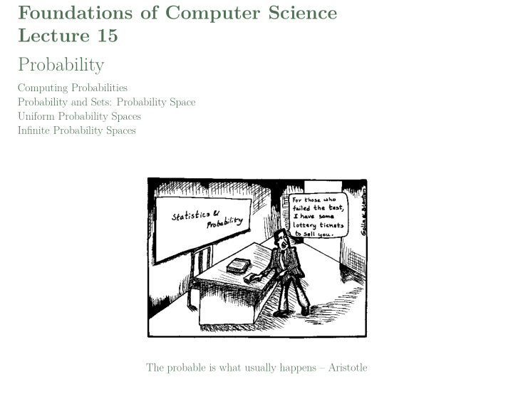 foundations of computer science lecture 15 probability