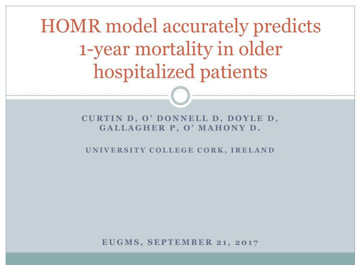 homr model accurately predicts