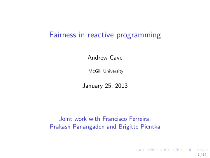 fairness in reactive programming