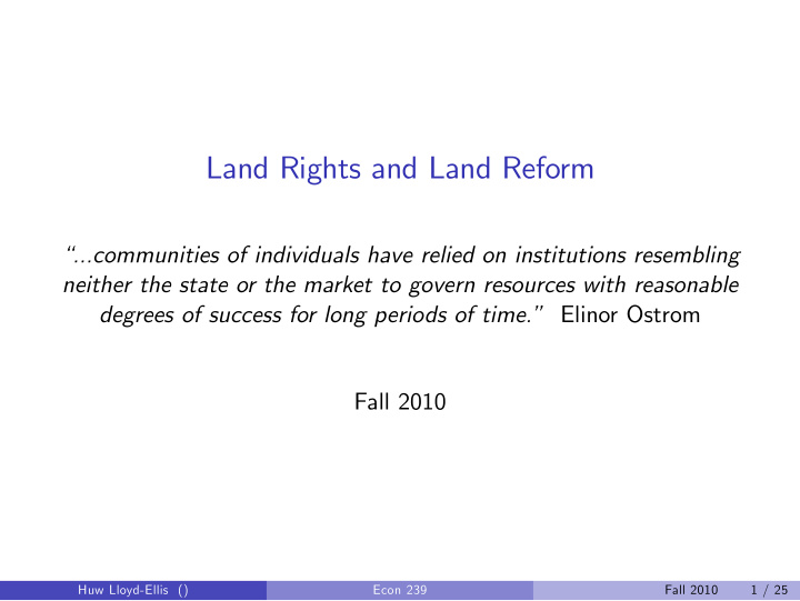 land rights and land reform