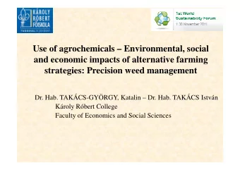 Use of agrochemicals  Environmental, social  and economic impacts of alternative farming
