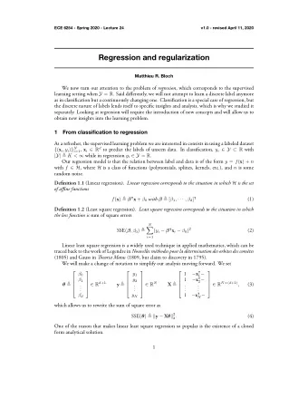 Regression and regularization  Matthieu R. Bloch learning setting when Y = R . Said differently, we