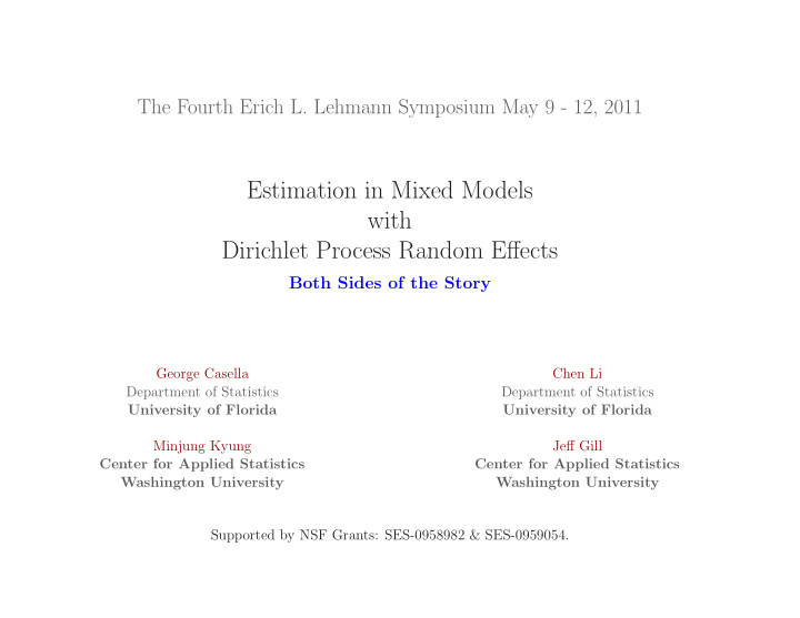 estimation in mixed models with dirichlet process random
