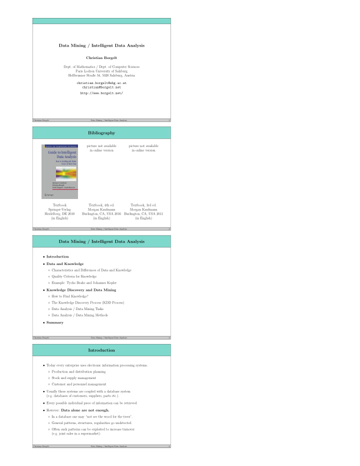 data mining intelligent data analysis