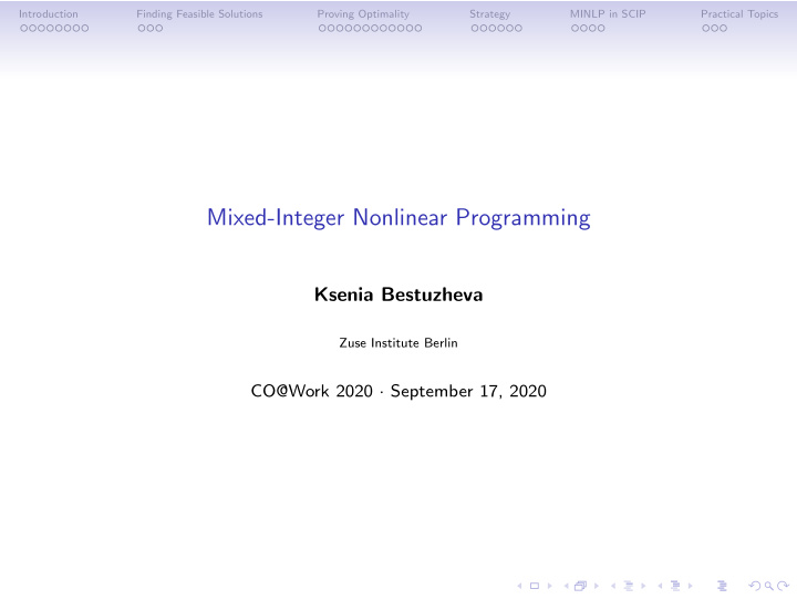 mixed integer nonlinear programming
