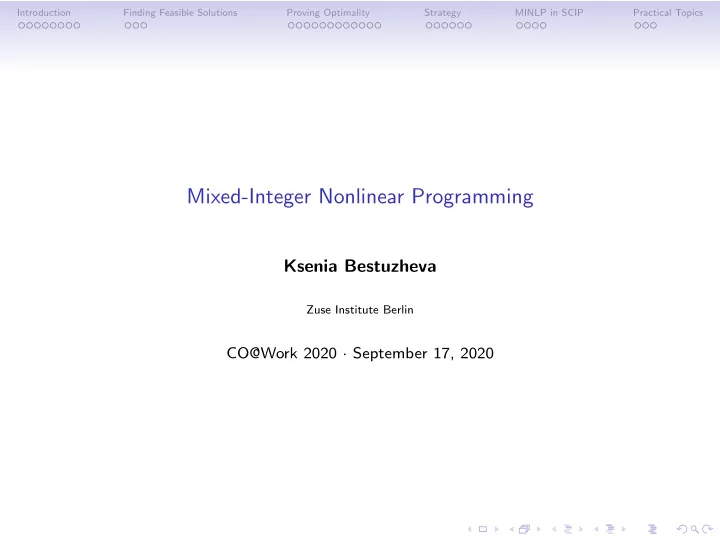 mixed integer nonlinear programming