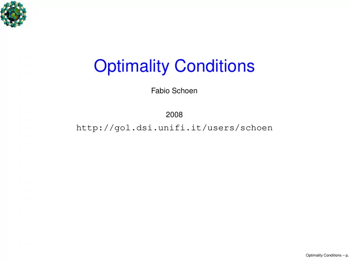optimality conditions