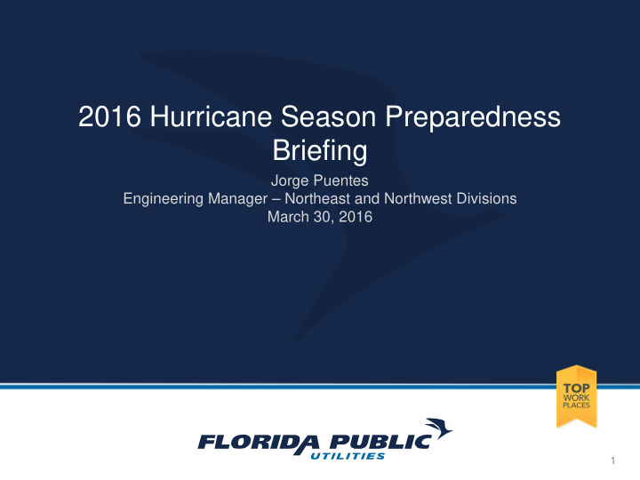 2016 hurricane season preparedness briefing
